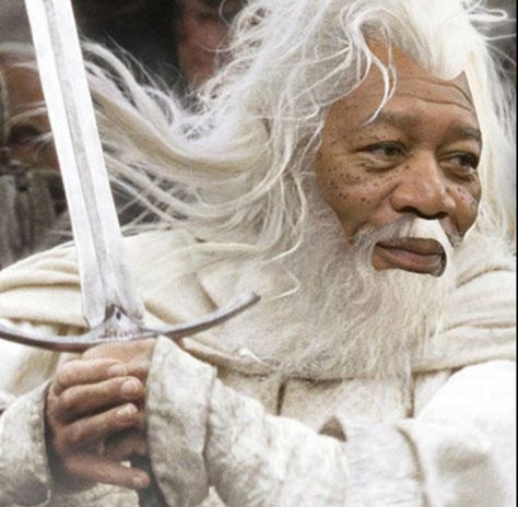 Morgandalf the White Freeman Gandalf The White, Sir Ian Mckellen, Gandalf The Grey, Ian Mckellen, Morgan Freeman, Moustaches, Jrr Tolkien, The Lord Of The Rings, Gandalf