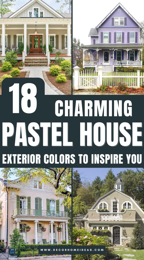 Explore 18 stunning homes featuring pastel-colored exteriors that exude charm and character. From blush pinks to soft blues and muted greens, these unique designs showcase how pastels can create a welcoming and timeless curb appeal. Which one will spark your design inspiration? Exterior House Colors Light Blue, Pastel Exterior House Colors, Exterior House Colors Cottage, Siding And Shutter Colors Combinations, Unique House Colors Exterior, Unique Exterior House Colors, Pastel House Exterior, Pink Exterior House, Pink Shutters