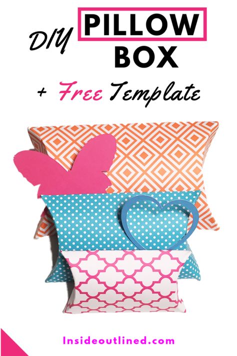 Free Pillow Box Template, How To Make Pillow Boxes, Cricut Gift Boxes Free, Cricut Pillow Box Template, Pillow Boxes Template, Pillow Box Template Free, Diy Pillow Boxes Template, Pillow Box Template Svg Free, Cardstock Box Diy