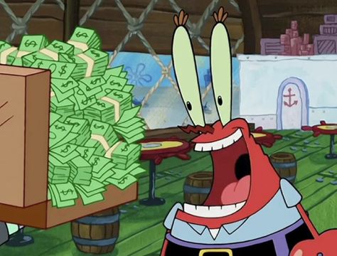 Crazy Spongebob, Mr Krabs Spongebob, Mr Krabs Money, Spongebob Aesthetic, Spongebob Iphone Wallpaper, Larry The Lobster, Spongebob Comics, Money Meme, Spongebob Stuff