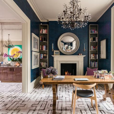 75 Beautiful Victorian Study Ideas and Designs - January 2022 | Houzz UK Terrace Living Room Ideas, Modern Victorian Office, Victorian Study Room, Victorian Homes Interior Bedroom, Victorian Home Office, Victorian Terrace Living Room, Victorian House London, Dark Study, Victorian Study