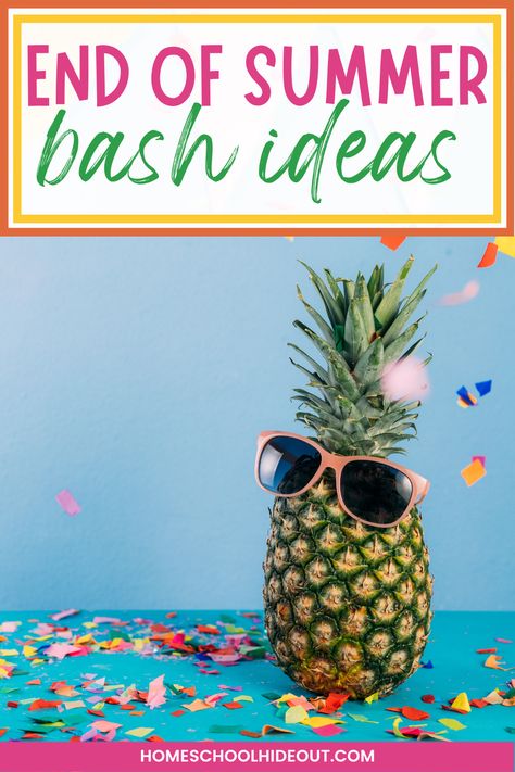 End of Summer Bash Ideas - Homeschool Hideout End Of Summer Kids Party, End Of Summer Party For Kids, Outdoor Music Area, End Of Summer Bash, Last Day Of School Party, End Of Summer Party, Summer Kids Party, School Party Ideas, Summer Party Games