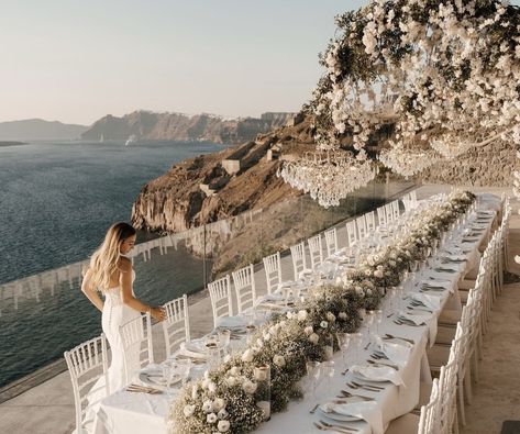 Greece Inspired Wedding Decor, Santorini Greece Wedding Venues, Greece Wedding Reception, Greece Wedding Aesthetic, Greece Wedding Venues, Greece Wedding Dress, Greek Wedding Dress, Santorini Greece Wedding, Santorini Wedding Venue