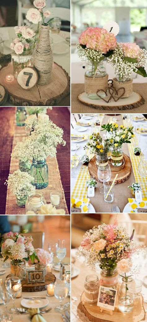 country rustic burlap lace wedding centerpiece ideas Lace Wedding Centerpieces, Burlap Lace Wedding, Rustic Wedding Decorations, Rustic Centerpieces, Rustic Wedding Centerpieces, Burlap Lace, Country Wedding Dresses, Rustic Wedding Ideas, Rustic Country Wedding