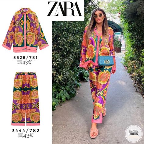 Printed Cord Set Outfit Women, Cod Sets Women Western, Zara Coord Set 2023, Zara Coord Set, Sleepwear Fashion, Stylish Fall Outfits, Stylish Short Dresses, Iranian Women Fashion, Matching Sets Outfit