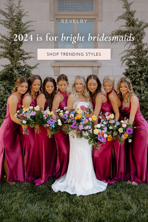 Hey 2024 brides!✨With over 100+ colors, styles, and fabrics available, we've made bridesmaid dress shopping a breeze. Give yourself something to celebrate! Blonde Bride Wedding Colors, Outdoor August Wedding Colors, Bridesmaids Color Palette, Mismatched Blue Bridesmaid Dresses, July Wedding Colors, Bridesmaid Dress Shopping, Best Bridesmaid Dresses, Wedding Theme Color Schemes, Wildflower Wedding Theme