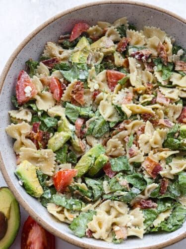 BLT Avocado Pasta Salad Bacon Tomato Pasta, Shrimp Pasta Salad, Avocado Blt, Bacon Ranch Pasta Salad, Avocado Pasta Salad, Spaghetti Salad, Pasta Salad With Tortellini, Tried And True Recipes, Ranch Pasta Salad