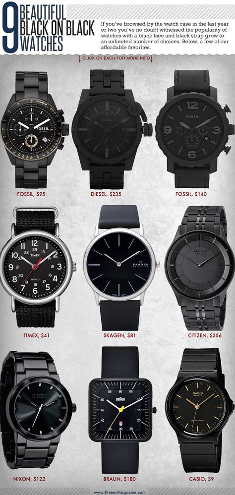 Black on Black is the new...Black? Speedmaster Omega, Stil Masculin, Herren Style, Black On Black, Beautiful Watches, Watch Collection, Black Watch, Casio Watch, Mode Style