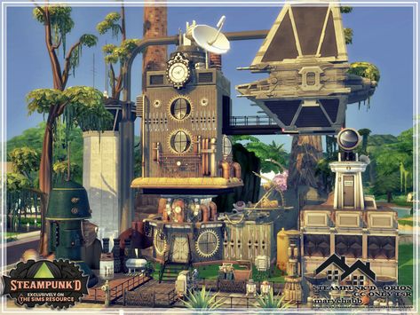 The Sims Resource - Stempunked - ORION - CC only TSR Sims4 House, The Sims 4 Lots, Sims 4 Studio, Eco Lifestyle, Jungle Adventure, Sims 4 Build, Island Living, Residential House, Industrial Loft