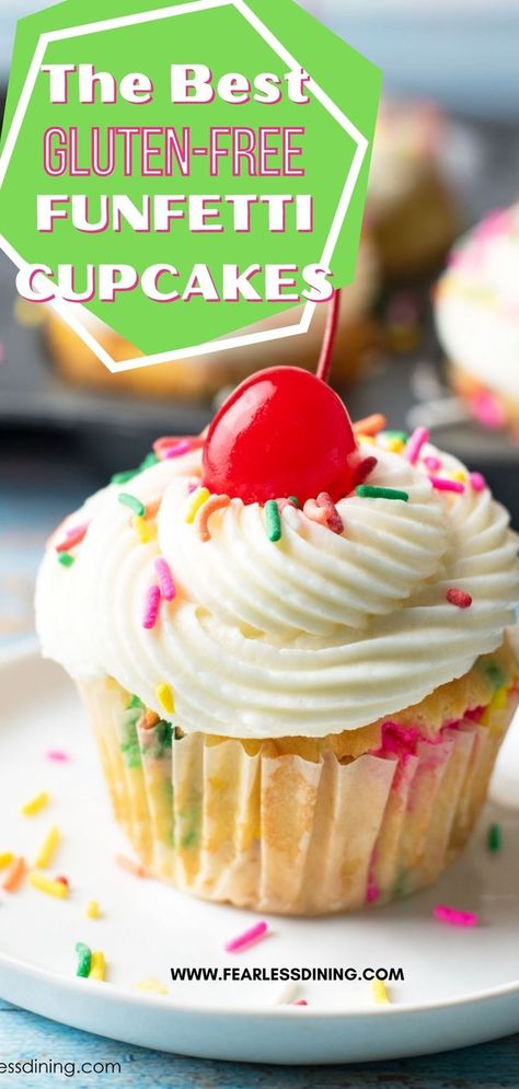 Egg Free Funfetti Cupcakes, Gluten Free Birthday Cupcakes, Gluten Free Funfetti Cupcakes, Easy Gluten Free Cupcakes, Gluten Free Dairy Free Cupcakes, Gluten Free Cupcakes Easy, Gluten Free Cupcake Recipes, Gluten Free Cupcake Recipe Easy, Gluten Free Birthday Treats