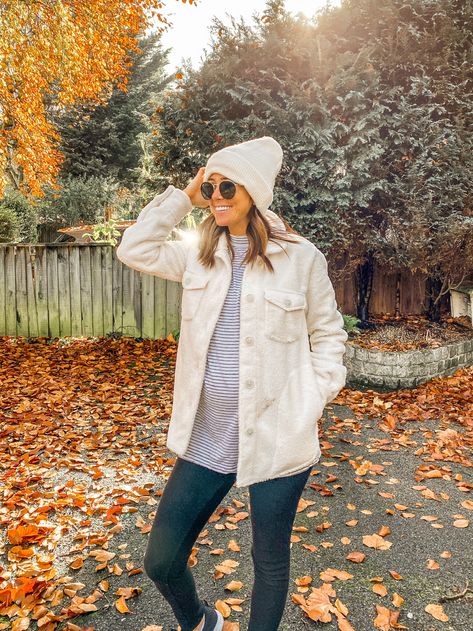 Monthly Favorites: Mine + Your Top 10 For May | Alyson Haley Sherpa Shirt Jacket, Style Shacket, Shacket Outfit, Alyson Haley, Maternity Jacket, Monthly Favorites, Jacket Sherpa, Living In London, Fall Maternity