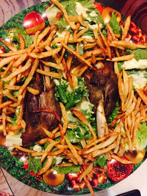 Mechoui ,Malian food , lamb shanks , French fries made from scratch , salad with Malian vinaigrette Malian Food, Mali Food, Malian Culture, African Dishes, Lamb Shanks, Food Inspo, Made From Scratch, World Recipes, Asian Cooking