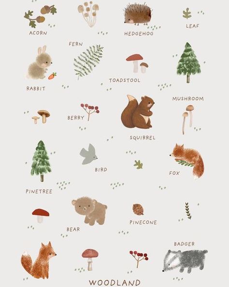 Woodland Animals Illustration, Forest Animals Illustration, Squirrel Illustration, Woodland Illustration, Hedgehog Illustration, Idea Generation, Woodland House, Animals Illustration, Happy Saturday Everyone