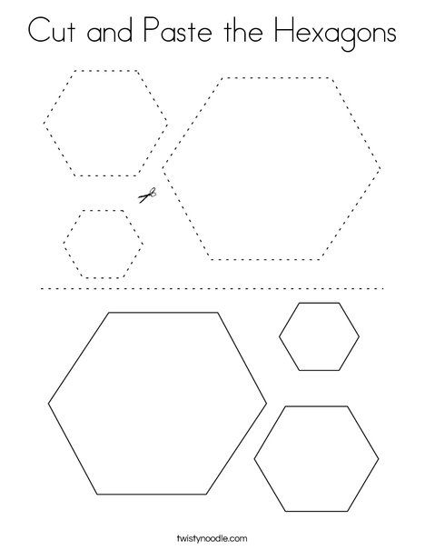 Cut and Paste the Hexagons Coloring Page - Twisty Noodle Hexagon Crafts Preschool, K4 Classroom, Letter D Crafts, Preschool Shapes, Letter A Coloring Pages, Shape Activities, Shape Activities Preschool, Preschool Room, Shape Coloring Pages