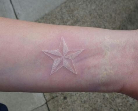 White tattoo Nautical Star Tattoo, White Heart Tattoos, Star Tattoo On Wrist, White Ink Tattoos, Nautical Star Tattoos, Ocean Stuff, Snow Flake Tattoo, Nautical Star, White Ink Tattoo