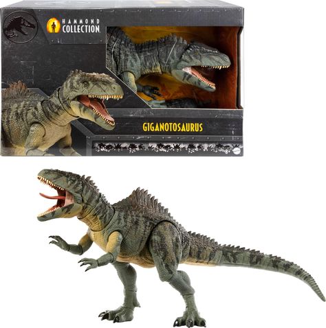 PRICES MAY VARY. Deluxe figure! The Giganotosaurus becomes the largest carnivorous dinosaur in the Jurassic World Hammond Collection, which has created a new standard for collector figures with deluxe articulation and lifelike details. Jurassic World Dominion villain. The Giganotosaurus stars as main dinosaur antagonist and "the biggest carnivore the world has ever seen," with a memorable final battle against the Therizinosaurus and T. Rex. ​Movie-accurate design. This more than 29-inch long fig Dinosaur Figures, Cute Happy Quotes, Character Bio, Jurassic World Dominion, Dinosaurs Figures, Dog Stuffed Animal, Dinosaur Toys, Authentic Design, Glass Eyes