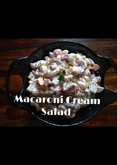 Cool Macroni cream salad with vegetables and  tossed with amul cream. Amul Cream Recipes, Amul Fresh Cream Recipes, Veg Salad, Cream Salad, Macaroni Salad Recipe, Salad Healthy, Macaroni Salad, Healthy Salad, Fresh Cream