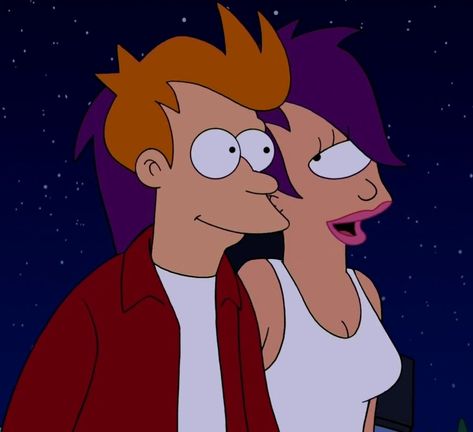 Leela Icon Futurama, Fry X Leela, Futurama Matching Pfp, Fry Futurama Icon, Leela And Fry, Futurama Fanart, Fry And Leela, Fry Futurama, Leela Futurama