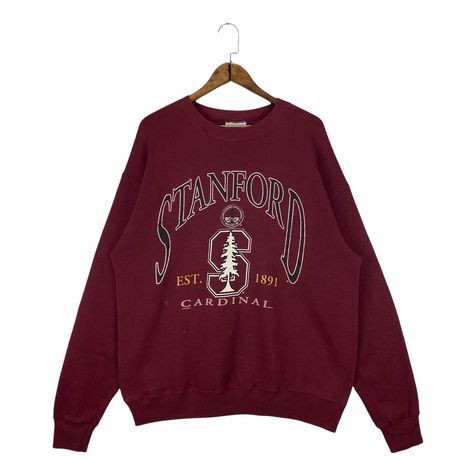 Excited to share this item from my #etsy shop: Vintage 90s Stanford University Cardinal Crewneck Sweatshirt Maroon Made In USA Big Logo Pullover Jumper Size L Stanford Sweatshirt, University Shirt, University Sweatshirts, Sports Shirt, Stanford University, Thermal Shirt, Color Full, Used Clothing, Pullover Sweatshirts