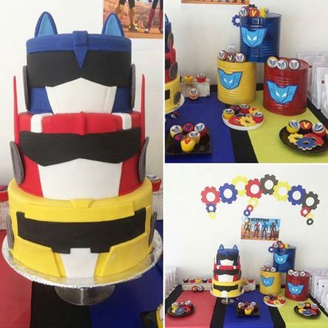 Miniforce Birthday Cake, Mini Force Cake, Mini Force Birthday Party, Mini Force, Power Ranger Party, Kids Birthday Party Food, Cars Theme Birthday Party, Car Themes, Birthday Party Food