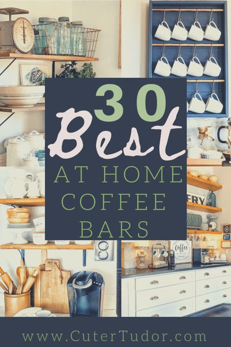 Southwestern Coffee Bar, Tea And Coffee Bar Ideas, Diy Home Coffee Bar, Barista Bar At Home, Coffee Bar Backsplash Ideas, Cheap Coffee Bar Ideas, Coffee Bar Organization Ideas, Built In Coffee Bar Ideas Kitchen, Boho Coffee Bar Ideas