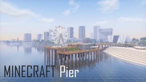 Minecraft Pier Ideas, Minecraft Pier, Building A Dock, Minecraft Modern City, Minecraft Multiplayer, Cottage Minecraft, Blossom House, Minecraft City Buildings, Base Ideas