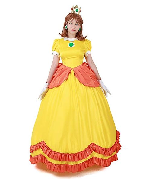 Princess Daisy Cosplay, Daisy Cosplay, Princess Daisy Costume, Pink Princess Costume, Daisy Costume, Nintendo Princess, Halloween Princess, Yellow Costume, Princess Daisy