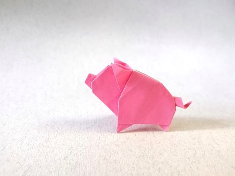 Pig, designed by Eszti Györik and folded by Rui Roda (source: ) #origami #pig Origami Pig, Origami Animals, Paper Animals, Origami Crafts, Simple Shapes, Crafty Things, Origami, Paper Crafts, Gift Ideas