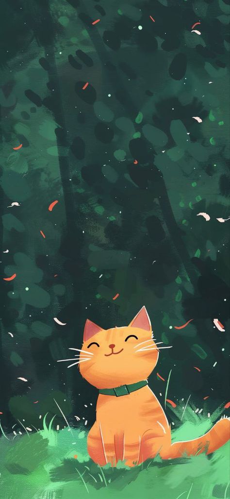 Cute Fall Animal Wallpaper, Orange Cat Wallpaper Aesthetic, Cat In A Forest, Fall Cat Wallpaper, Orange Cat Wallpaper, Orange Cat Aesthetic, Cat Iphone Wallpaper, Iphone Wallpaper Lock Screen, Cute Iphone Wallpaper