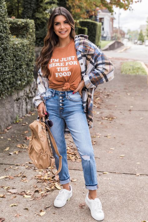 Burnt Orange Shirt Outfit, Orange Shirt Outfit, Burnt Orange Shirt, Orange Graphic Tee, Thanksgiving Graphics, Graphic Clothing, Orange Graphic, Maroon Sweatshirt, Tees Pattern