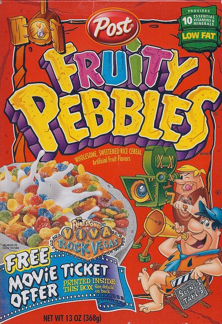 The Flintstones Post Fruity Pebbles Cereal Box, 2001 Cereal Characters, Vintage Cereal, Cereal Packaging, Fruity Pebbles Cereal, Pebbles Cereal, Types Of Cereal, Kids Cereal, Best Cereal, Boxes Design