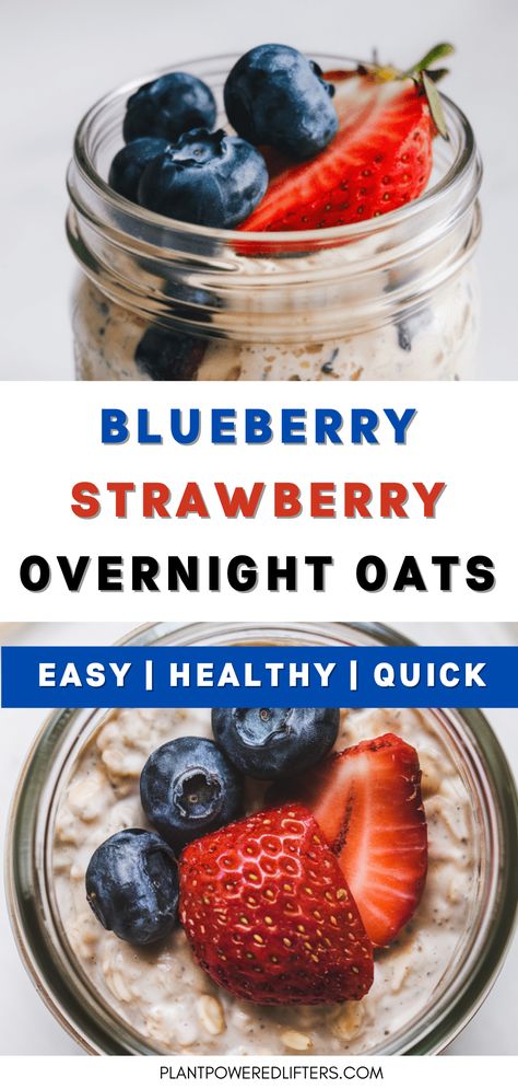 Are you looking for blueberry strawberry overnight oats with chia seeds? Look no further! These overnight oats are easy to make, and surprisingly healthy. Whether you're looking for easy overnight oats in a jar or vegan overnight oats, this recipe has got you covered! Overnight Oats In A Jar Strawberries, Overnight Oats With Chia Seeds, Oats With Chia Seeds, Overnight Oats With Chia, Oats In A Jar, Overnight Oats In A Jar, Strawberry Overnight Oats, Blueberry Overnight Oats, Protein Overnight Oats