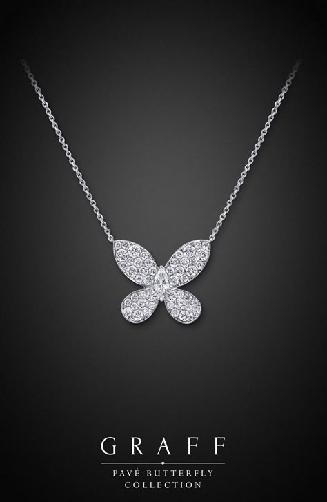 Graff Diamonds: Pavé Butterfly Pendant Graff Butterfly, Graff Butterfly Necklace, Graff Jewelry Set, Graff Jewelry, Buccellati Jewelry, Jewellery Advertising, Graff Diamonds, Gemstone Diamond Ring, Fancy Diamonds