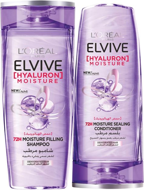 L'Oreal Paris Elvive Hyaluron Moisture Shampoo For 400ML+ Conditioner 360ML For Frizzy & Dehydrated Hair Elvive Shampoo, Curl Shampoo, Lifeless Hair, Moisturizing Conditioner, Moisturizing Shampoo, L Oreal, Loreal Paris, Conditioner, Moisturizer