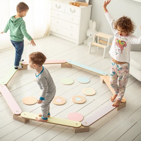 Balance Beam is a wonderful wooden toy that helps your child to develop balance and coordination skills. The material we use is birch plywood. Our plywood paint is eco friendly for your child. The kit includes balance beam with connectors. It is a great gift idea for a birthday, Christmas or any other day of the year. Christmas Gift Activities, Stepping Stones Kids, Kids Balance Board, Montessori Toddler Rooms, Kids Gymnastics, Montessori Furniture, Toddler Christmas Gifts, Balance Beam, Balance Board