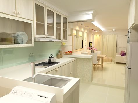 F. Guinto Portfolio: Modern Country Style HDB 3 Room Flat  Possible Kitchen Colour Theme Hdb 3 Room, Kitchen Color Themes, Hdb Kitchen, Hdb Interior, Flat Kitchen, Kitchen Renovation Design, Kitchen Colour, Theme White, Modern Country Style