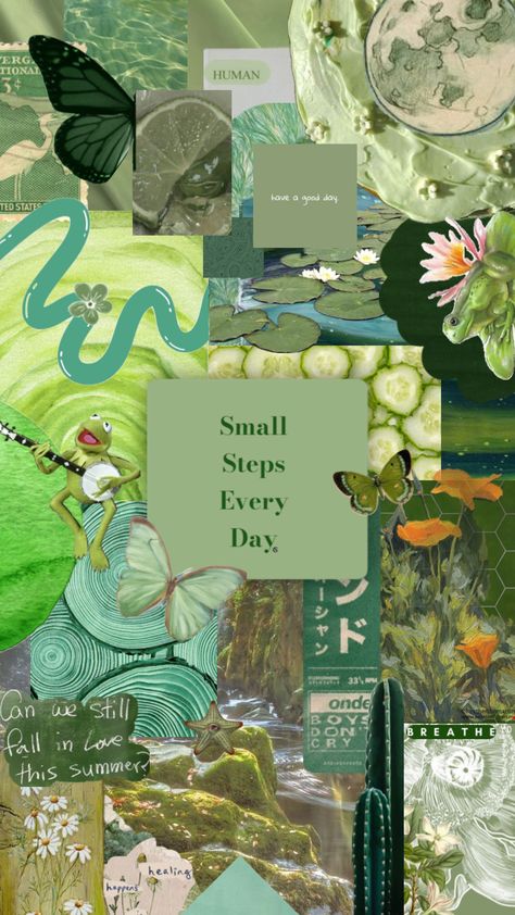 Small Steps Every Day Wallpaper, Day Wallpaper Aesthetic, Small Steps Every Day, Day Wallpaper, Positive Wallpapers, Small Step, Motivational Wallpaper, Small Steps, Green Aesthetic