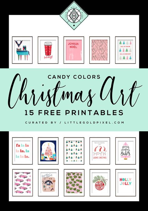 15 Free Christmas Printables: Candy Colors Roundup • Little Gold Pixel • #colorful #freebies #freeprintables #freechristmasart #christmas #christmasprintables #printableart #artprint Digital Christmas Art, Christmas Art Printable, Free Christmas Art Printables, Free Printable Christmas Wall Art, Christmas Printables Free Templates, Christmas Prints Free, Christmas Printables Free, Holiday Printables Free, Christmas Free Printables