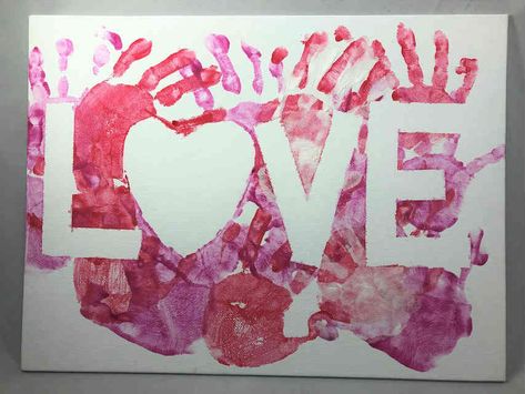 Valentine Handprint, Valentines Art For Kids, Vday Crafts, Holiday Paintings, Daycare Art, Preschool Valentine Crafts, Toddler Valentine Crafts, Toddler Projects, Diy Paintings