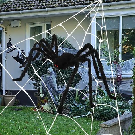 Halloween Decoration Props Suit, Triangular Web Spider Web Fan-shaped Web Giant Simulation Spider - Temu Spider Silk, Large Spiders, Fake Spider, Spider Decorations, Giant Spider, Diy Holiday Decor, Holiday Diy, Spider Web, Festival Party