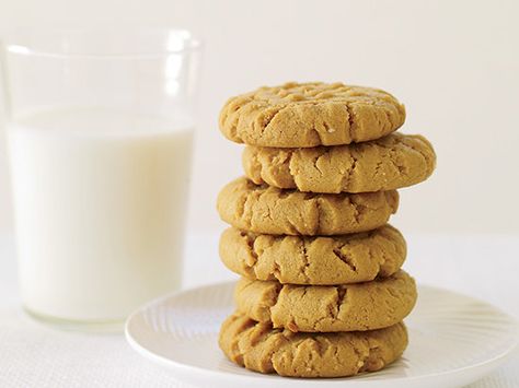 Crunchy Peanut Butter Cookies Recipe  - Elizabeth Woodson | Food & Wine Crunchy Peanut Butter Cookies, Low Carb Peanut Butter Cookies, Portable Dessert, Peanut Butter Dessert Recipes, Flourless Peanut Butter Cookies, Flourless Cookies, Best Peanut Butter Cookies, Crunchy Peanut Butter, A Glass Of Milk