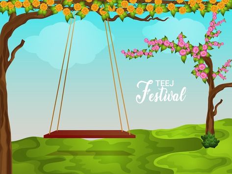 Teej Festival Wallpaper, Teej Festival Decoration Jhula, Teej Festival Chart, Teej Festival Background, Teej Festival Drawing Ideas, Teej Festival Decoration Ideas, Teej Images, Happy Teej, Poster Frame Design