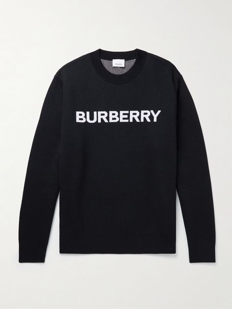 Burberry's sweater has been knitted in Italy from a soft wool and cotton-blend and detailed across the front with the house logo in contrasting white lettering. The classic navy hue will be easy to style with pieces already in your wardrobe. Burberry Sweater, Burberry Outfit, Navy Logo, House Logo, Sweater For Men, Home Logo, Soft Wool, Mr Porter, Navy And White