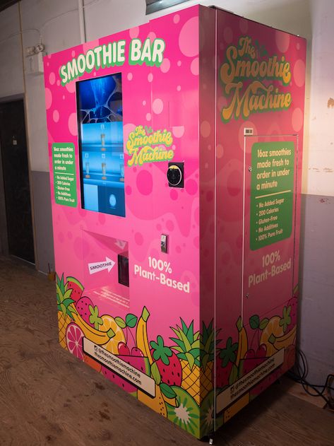 Mobile Vending Machine, Smoothie Vending Machine, Fancy Vending Machine, Cool Vending Machines, Cool Vending Machine Ideas, Cute Vending Machine, Vending Machine Ideas, Ice Cream Vending Machine, Airbrush Clothes