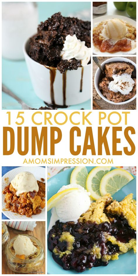 Crock Pot Dump Cake Recipes are super easy and simply one of the best slow cooker desserts you can make. Get recipes for chocolate, apple, cherry, peach, strawberry and more most with 3 ingredients or less! #crockpot #slowcooker #slowcookerdesserts #apple #cherry #dumpcake #desserts Crock Pot Dump Cake, Crock Pot Dump, Slow Cooker Cake, Crockpot Cake, Dessert Crepes, Chocolate Apple, Dessert Halloween, Peach Strawberry, Crockpot Dessert Recipes