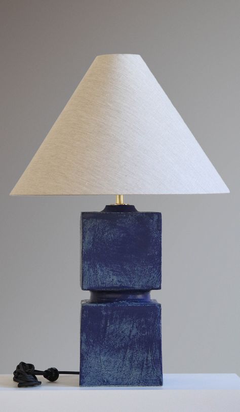 Danny Kaplan, Ceramic Lamp Base, Pottery Form, Blue Lamp, Lapis Blue, Handmade Lamps, Metal Table Lamps, Ceramic Base, Ceramic Lamp