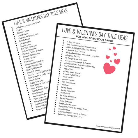 148 Love & Valentine's Day Title Ideas For Scrapbook Pages Scrapbook First Page Ideas Love, Love Title Ideas, Scrapbook Page Titles, Folding Envelope, Scrapbooking Titles, Wedding Layouts, Romantic Scrapbook, I Love You Puppy, Valentines Scrapbook