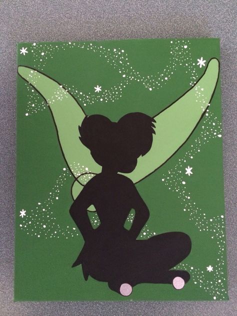 Walt Disney Painting, Disney Scenes To Paint, Fairy Painting Ideas On Canvas, Tinkerbell Canvas Painting, Acrylic Disney Paintings, Disney Character Paintings On Canvas, Tinker Bell Painting, Simple Disney Paintings, Disney Art Painting Easy