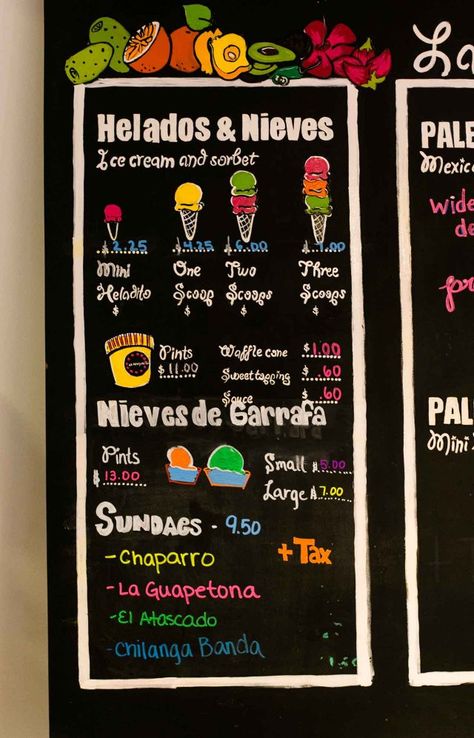 Mexican Ice Cream, Menu Board Restaurant, Ice Cream Car, Menu Stand, Ice Cream Business, Ice Bar, Ice Bars, Sicilian Recipes, Village Shop