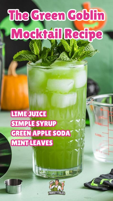 "Get ready for a spooky celebration with the Green Goblin Mocktail! This non-alcoholic Green Goblin drink is perfect for Halloween parties and festive gatherings. Enjoy the eerie flavors of our Green Goblin Mocktail Recipe, featuring vibrant green ingredients that create a creepy yet delicious beverage. Whether you're hosting a Halloween bash or just want a fun, festive drink, this Spooky Green Goblin Mocktail is sure to impress. !" The Green Goblin, Mocktail Drinks, Vegan Cheese Recipes, Alcholic Drinks, Halloween Baking, Halloween Bash, Festive Drinks, Green Goblin, Halloween Drinks